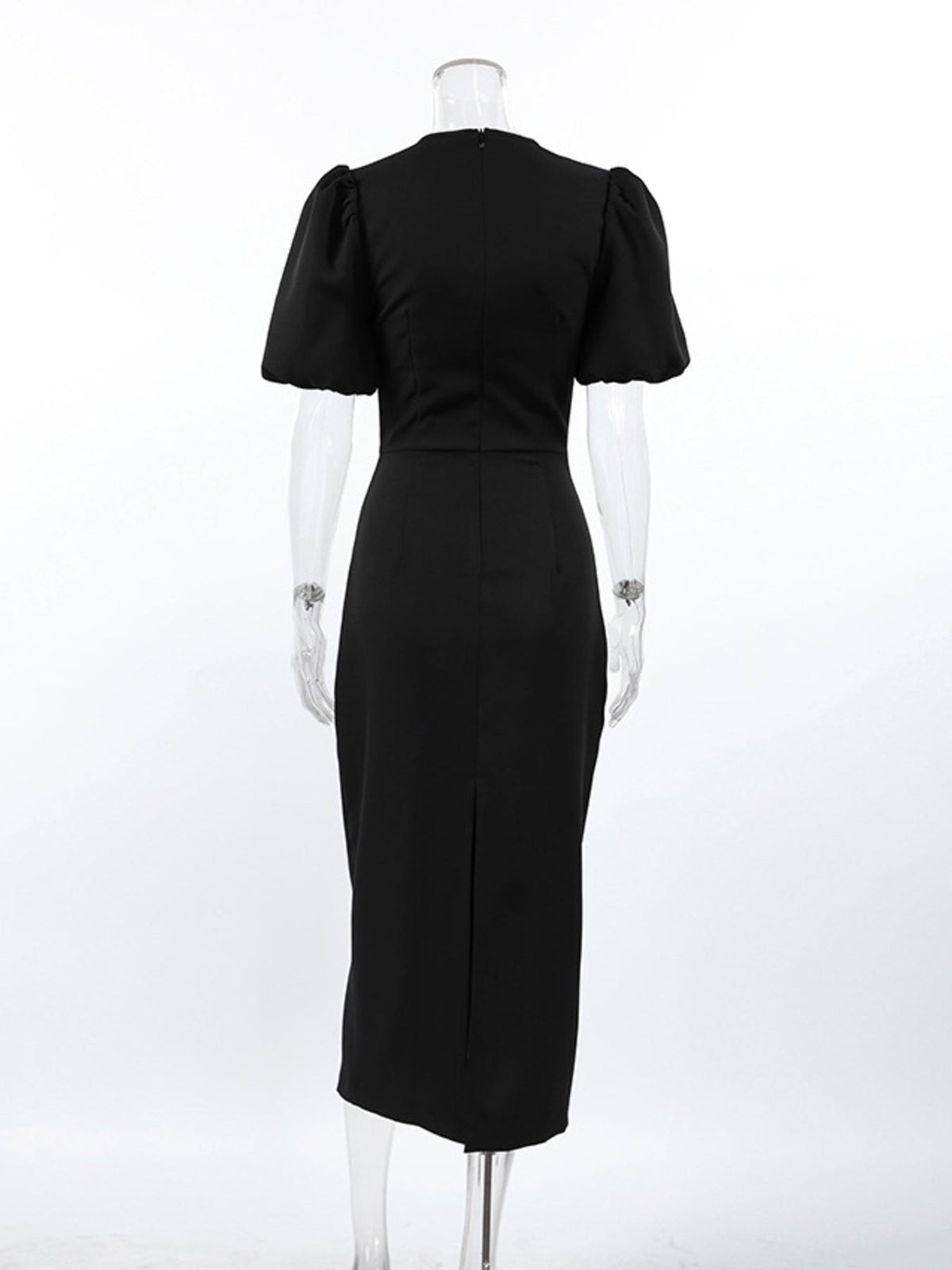 Cutout Front Puff Sleeve Dress