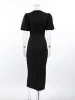 Cutout Front Puff Sleeve Dress