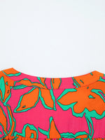 Floral Print Batwing Sleeve Buttoned Loose Fit Shirt