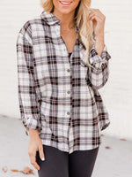 Plaid Collared Neck Long Sleeve Shirt