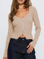 Ribbed Knit Button-Down Cardigan