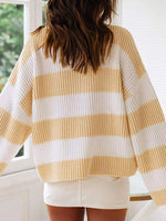 Contrast Striped Round Neck Sweater