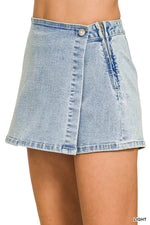 Zenana Wrap Front Denim Skort