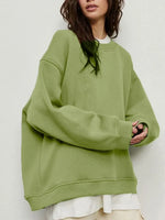 Round Neck Dropped Shoulder Long Sleeve Sweatshirt