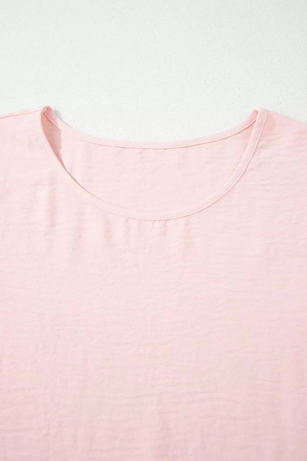Solid Color Ruffle Trim Short Sleeve Blouse
