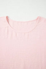Solid Color Ruffle Trim Short Sleeve Blouse