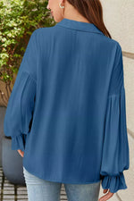 Button Detail Flounce Sleeve Blouse