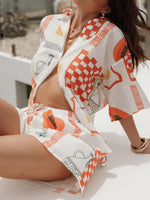 Printed Button Up Top and Shorts Set