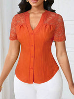 Lace Sleeve Button Up Shirt
