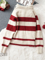Striped Button-Up Cozy Cardigan