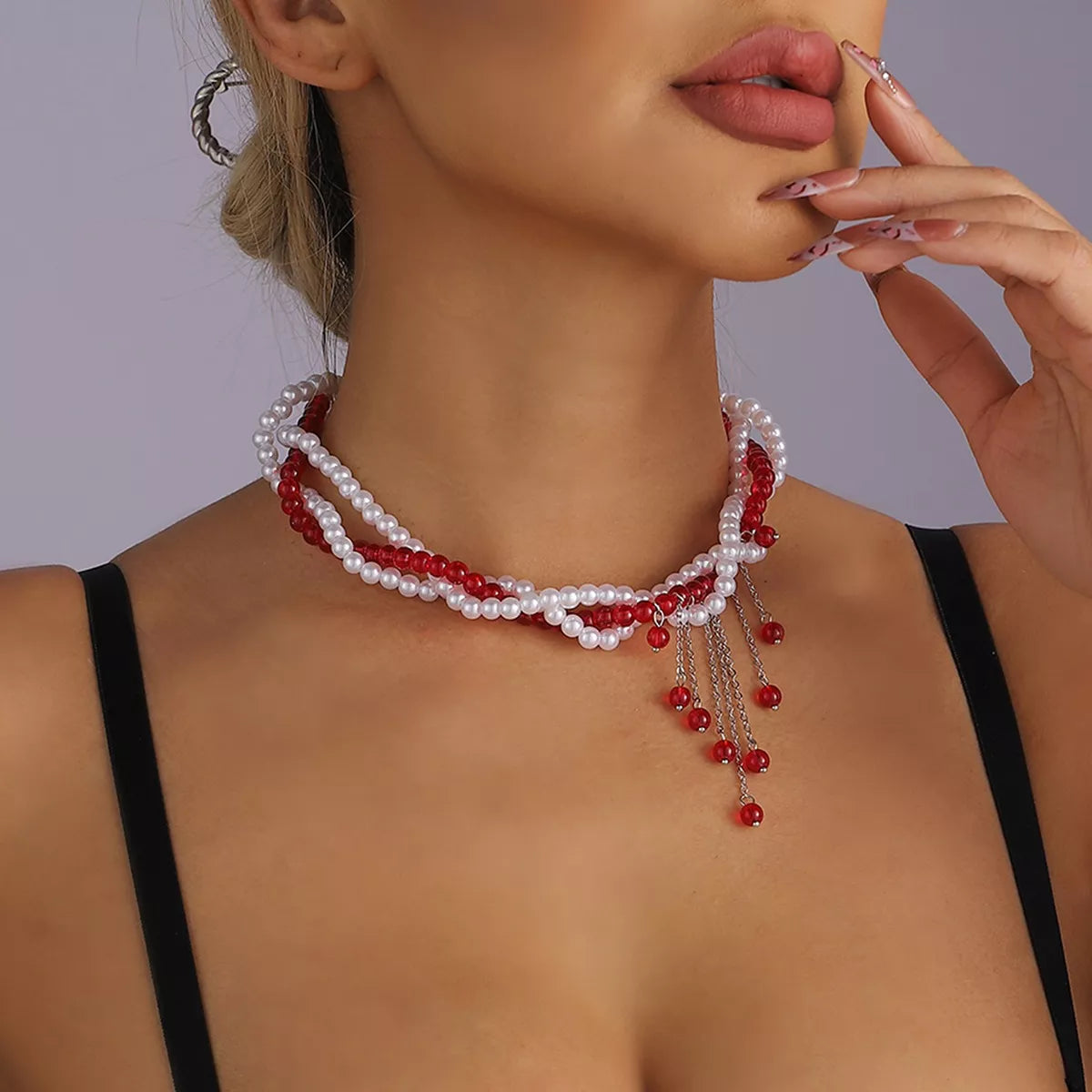 Twisted Bead Tassel Necklace