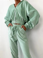 Zip Up Long Sleeve Top and Pants Set