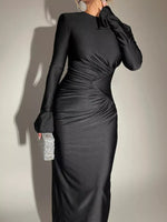 Ruched Long Sleeve Bodycon Maxi Dress