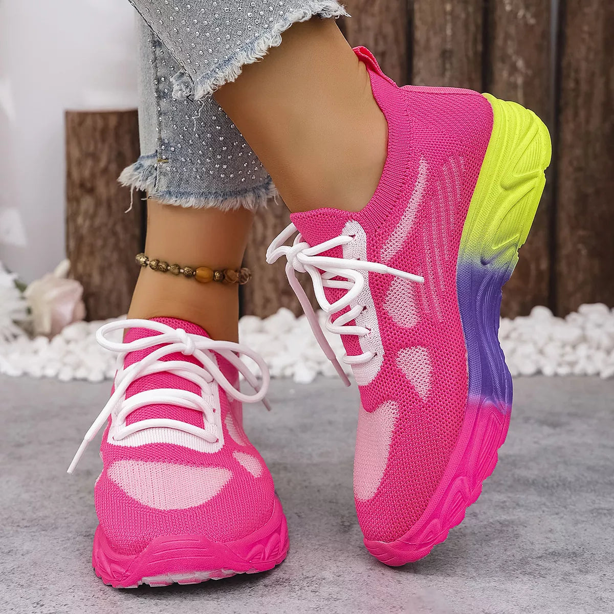 Lace Up Round Toe Sneakers
