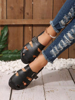 Comfortable Slip-On Leather Sandals with Adjustable Buckle