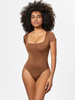 Full Size Square Neck Short Sleeve Bodysuit