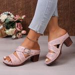 Open Toe Block Heels Sandals