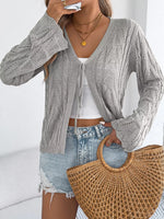 Openwork Tie-Front Knit Cardigan