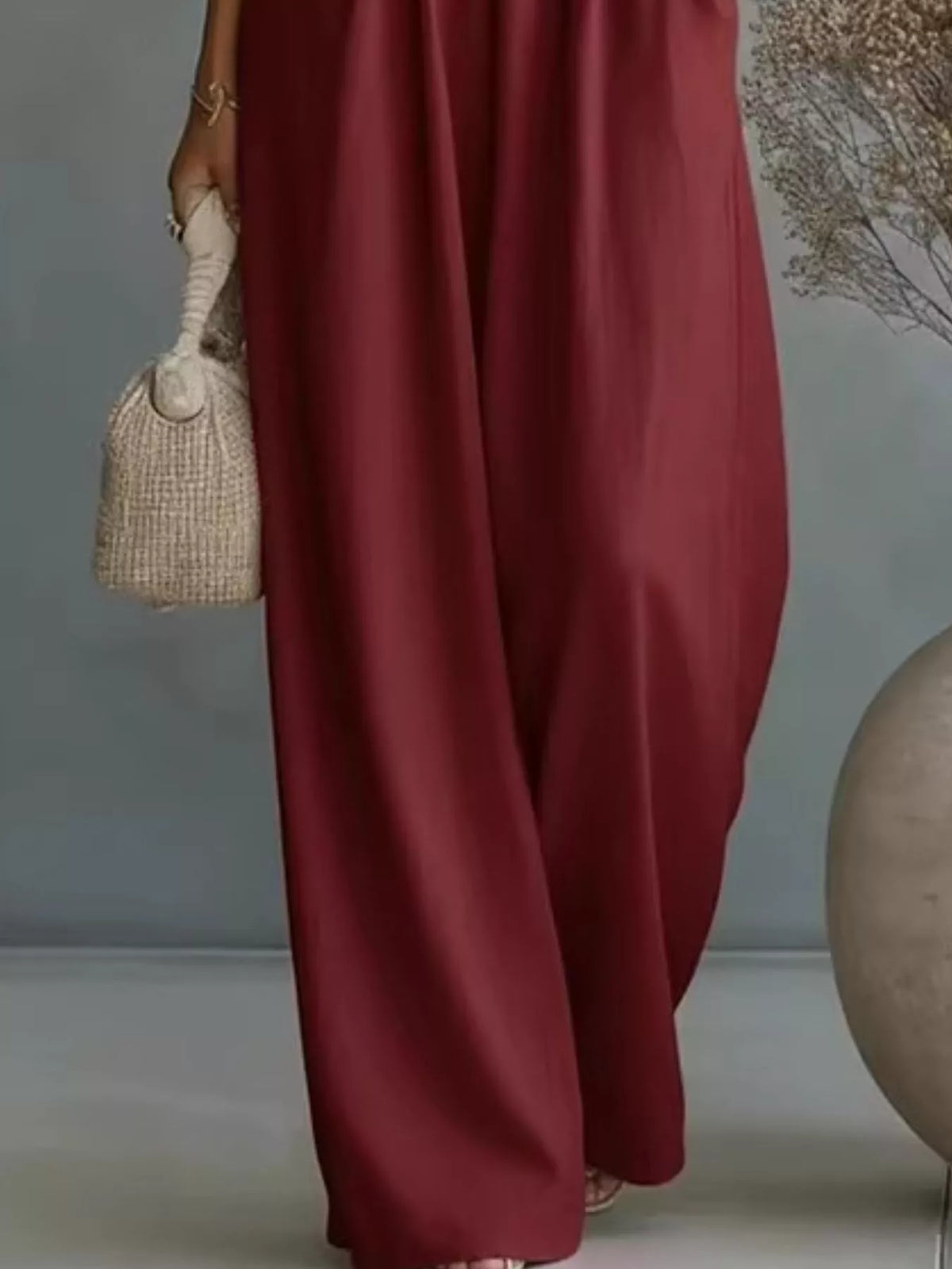 Full Size Half Sleeve Wide-Leg Jumpsuit Plus Size
