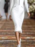 Full Size Zip-Front Bodycon Midi Dress Plus Size