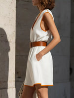 Contrast Trim V-Neck Sleeveless Dress