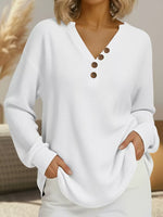 Full Size Waffle Knit V-Neck T-Shirt Plus Size