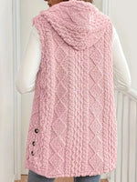 Button-Down Sherpa Hooded Vest Coat