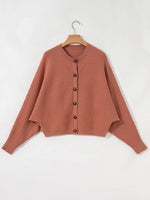 Rib Knit Button Front Dolman Sleeve Sweater Cardigan