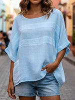 Full Size Casual Loose Round Neck Blouse Plus Size