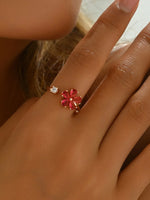 18K Gold-Plated Stainless Steel Zircon Flower Ring