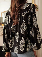Floral Print Tie-Neck Blouse