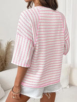 Striped Knit Round Neck T-Shirt