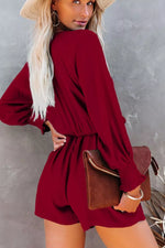 Tie Knot Puff Long Sleeve Romper