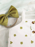 Children's Printed Bodysuit & Flare Leg Pants & Headband 3-Piece Set