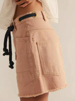Drawstring Raw Hem Denim Shorts