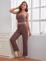 Scoop Neck Cami & Pants & Cardigan Set