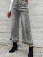 High Waist Wide Leg Washed Jeans