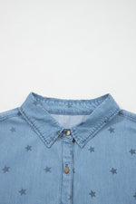 Double Chest Pocket Short Sleeve Denim Shirt
