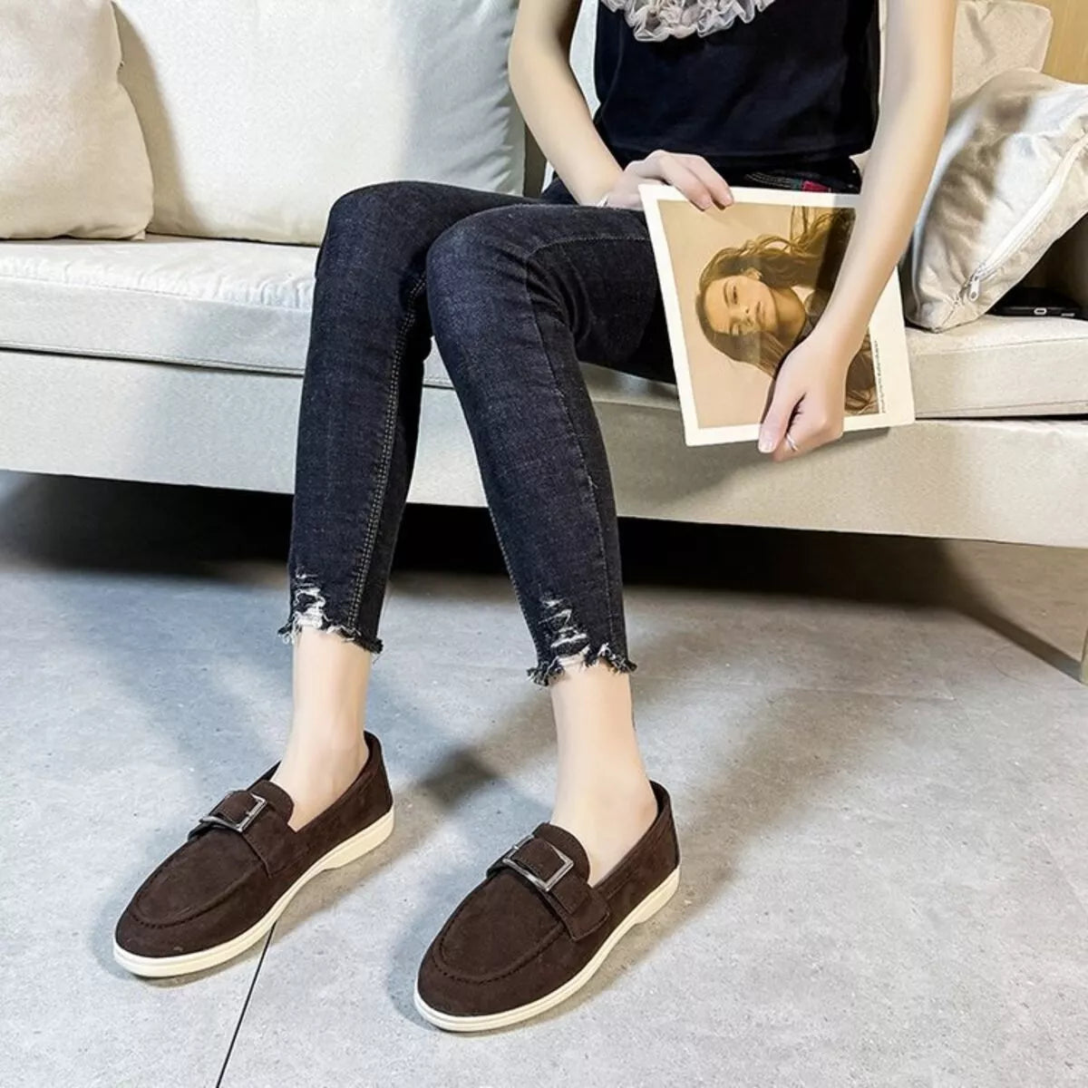 Round Toe Flats Slip-Ons