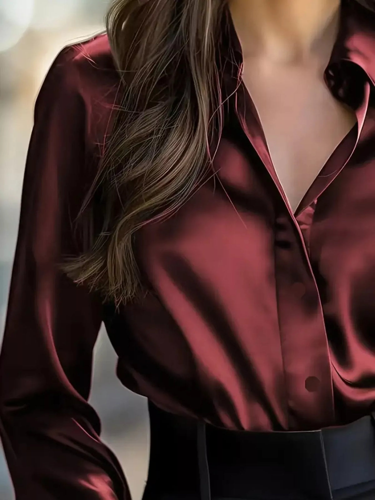 Button Down Collared Neck Long Sleeve Shirt