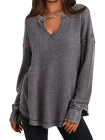 Waffle Knit Long Sleeve Sweatshirt