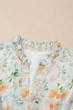 Frill Notched Puff Sleeve Dress