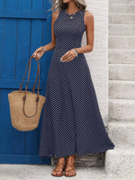 Sleeveless Polka Dot Maxi Dress