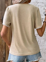 Full Size Round Neck Petal Sleeve Blouse Plus Size