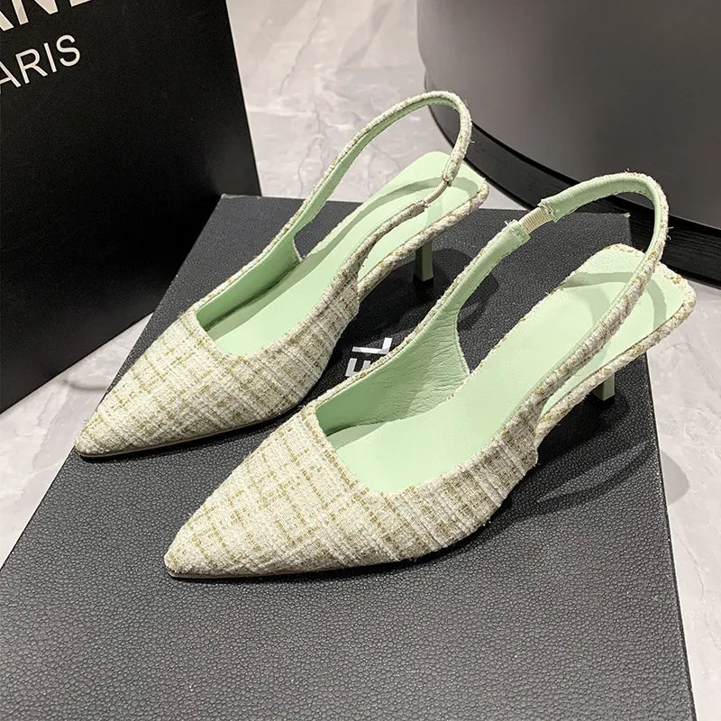 Point Toe Kitten Heel Slingback Pumps