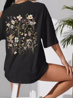 Full Size Floral Short Sleeve Casual T-Shirt Plus Size