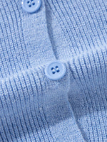 Ribbed Knit Button Front V Neck Cardigan