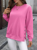 Side Snap Round Neck Sweatshirt