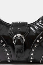 Fame Faux Leather Studded Trim Shoulder Bag