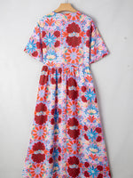 Floral Print Tie Front Midi Dress